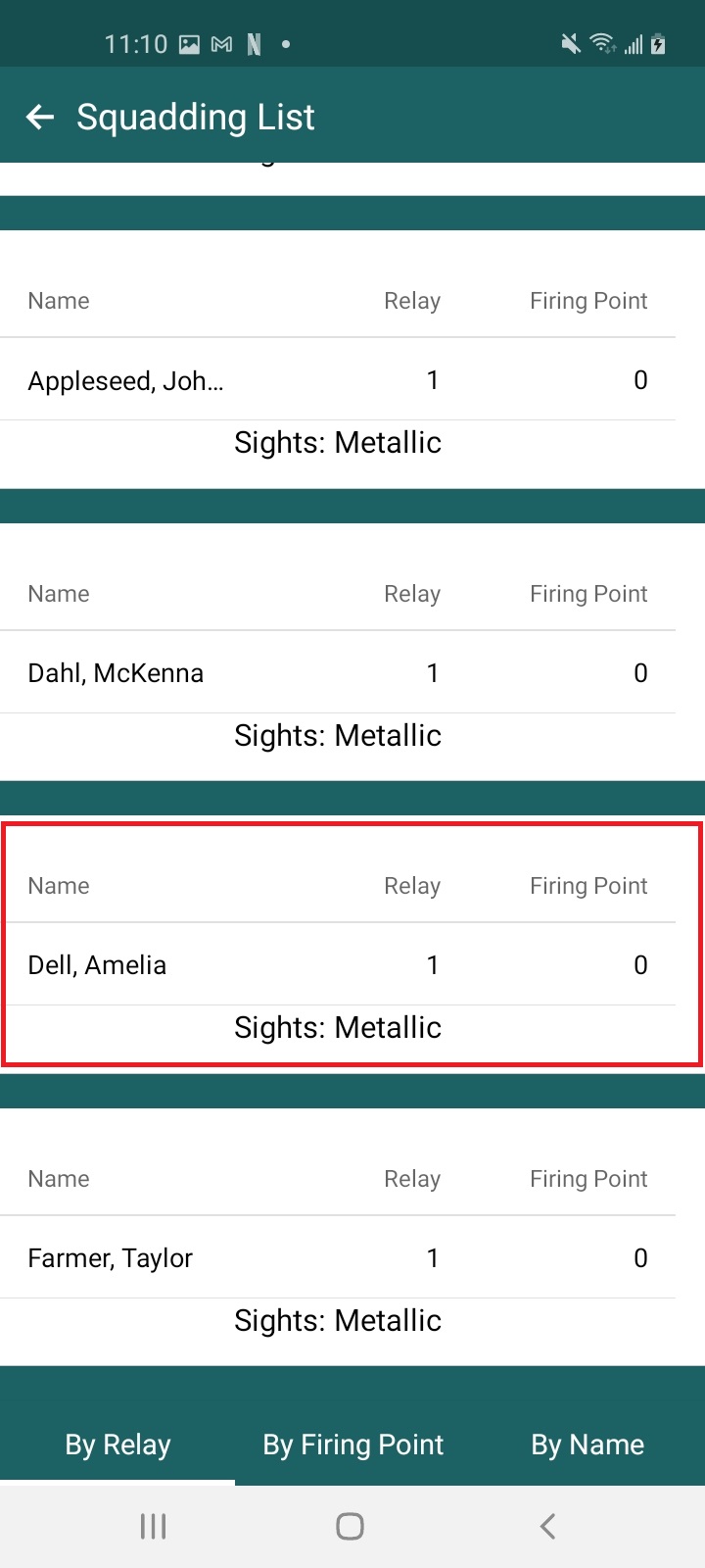 SquaddingList Athlete circled